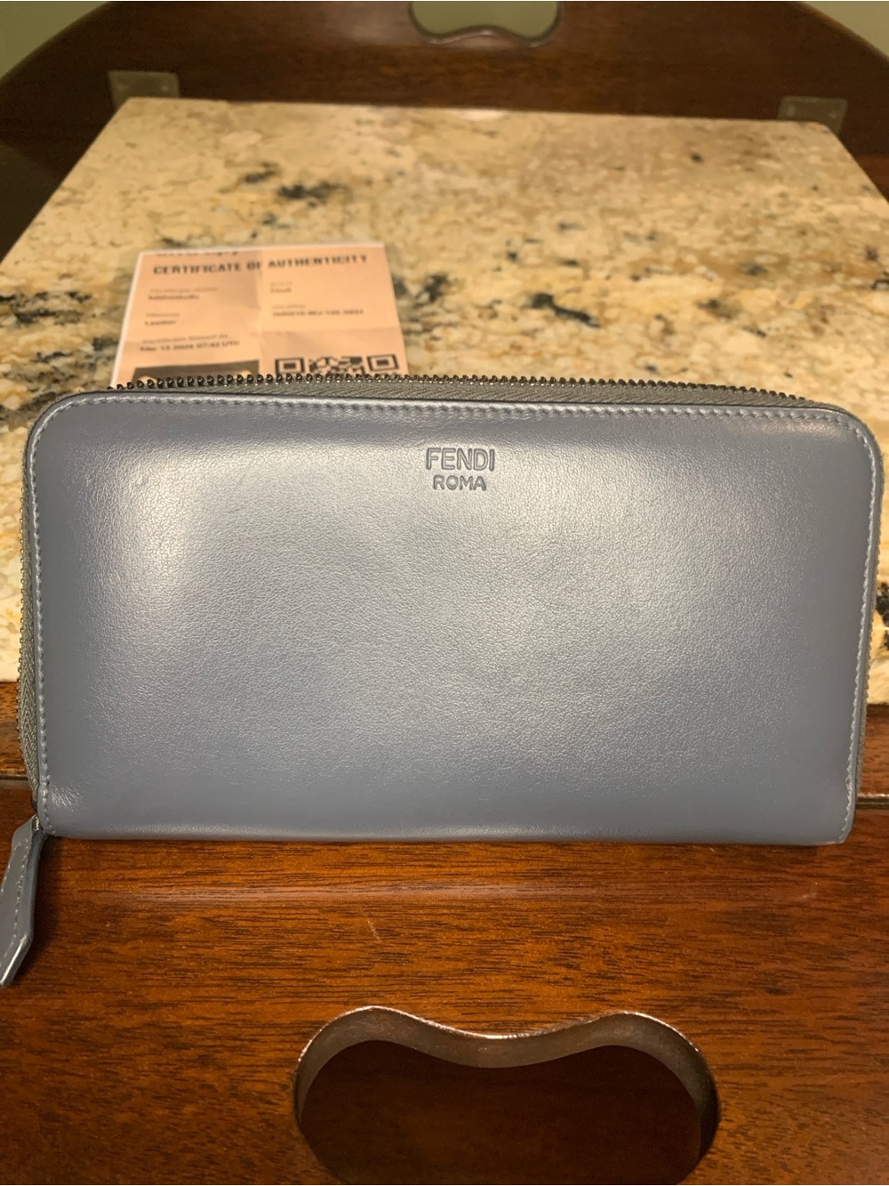 Fendi Monster Black, White and Gray Leather Zip-Around Wallet - Picture 17 of 17